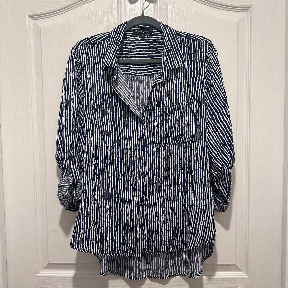 Velvet Heart Navy Blue Blouse Size L